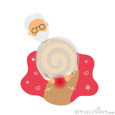 Old man with pain in bladder. Vector Illustration