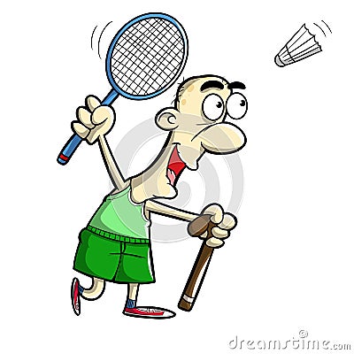 Senior playing badminton Stock Photo