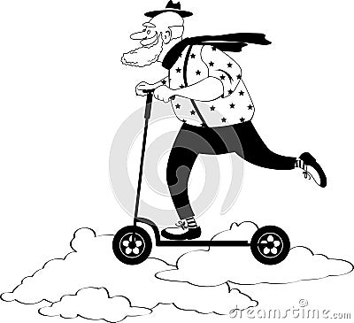Old man riding Vector Illustration