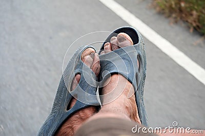 Old Man`s Foot Rural dirty Stock Photo