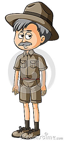 Old man in safari outfit Vector Illustration