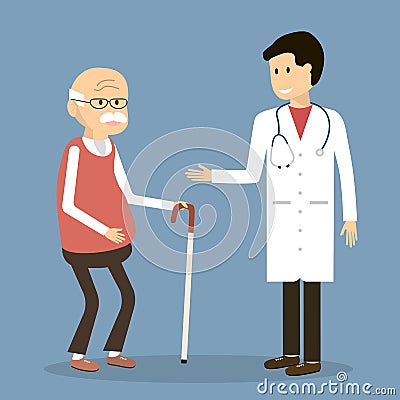Old Man visit a Doctor Vector Illustration