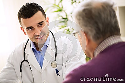 Old man visit doctor, patient care Stock Photo