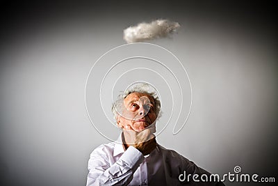 Old man in white and small cloud Stock Photo