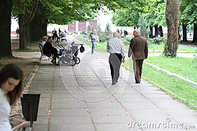 Old mans walk on the park Editorial Stock Photo