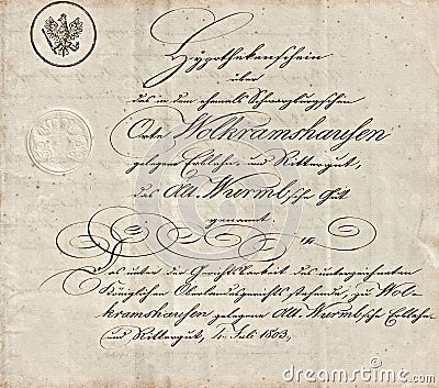 Old manuscript with calligraphic handwritten text Stock Photo