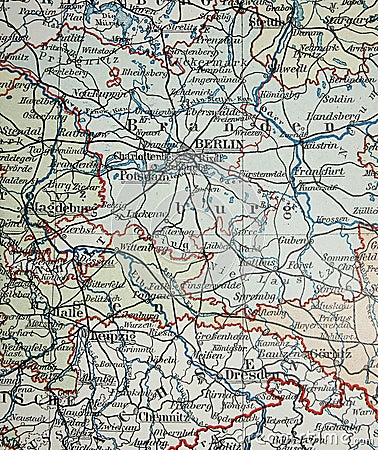 Old map of Berlin area Stock Photo