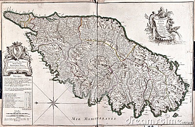 Old map of Corsica, France Stock Photo