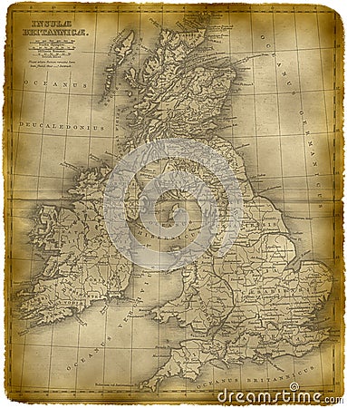 Old Map Of The Great Britain Stock Photo