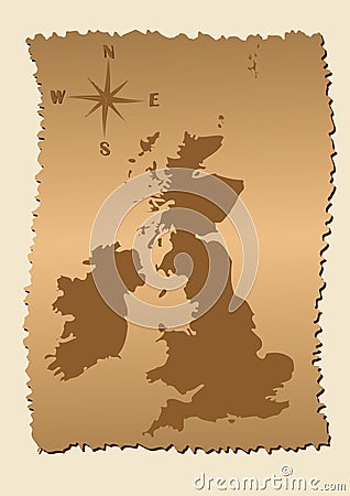 Old map of Great Britain Vector Illustration