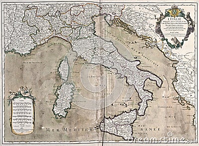 Old map of Italy Stock Photo