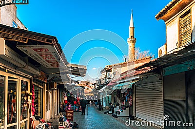 The old market of Komotini, a small area of the shops which dates to the Ottoman era. Editorial Stock Photo