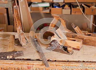 Old marking gauges for carpenter Stock Photo