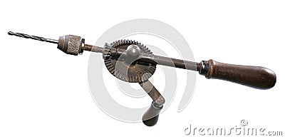 Old mechanical hand drill Stock Photo