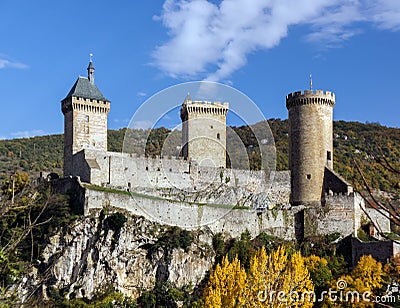 Old medieval castle in Foix, Ariege Stock Photo