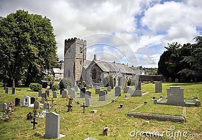 Old Medieval English Church and Cemetery Stock Photo