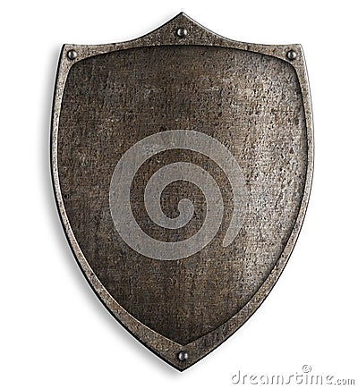 Old medieval metal shield with clipping path Stock Photo