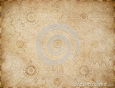 Old medieval nautical map background Stock Photo