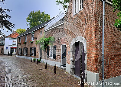 Old medieval street in holland Stock Photo