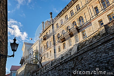 Medieval Toompea Castle in old city town, Tallinn, Estonia Stock Photo