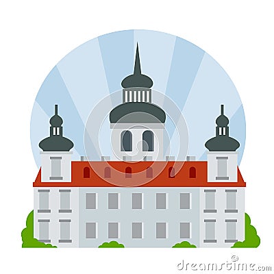 Old Medieval University. House of monastic order. Historic centre Vector Illustration