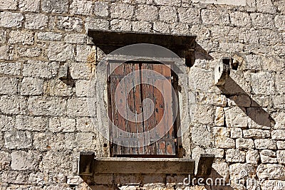Old Mediterranean wooden windows Stock Photo