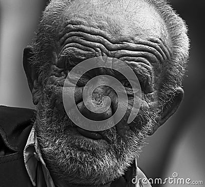 Old men with wrinkled face Editorial Stock Photo