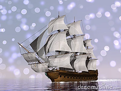 Old merchant ship - 3D render Stock Photo