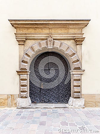 Old metal arch door Stock Photo