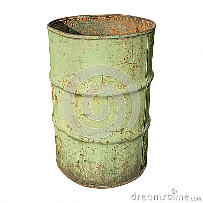old metal barrel isolated on a white background Stock Photo