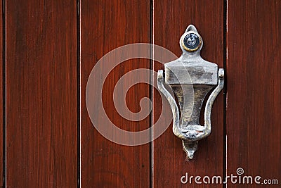 Old metal door handle Stock Photo