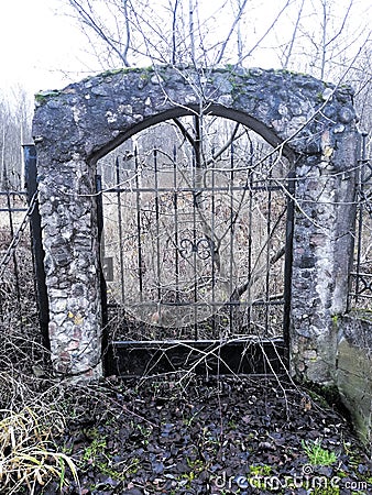 Old metal iron black creepy gates Stock Photo