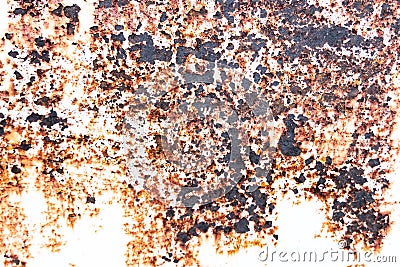 Metal Rust Background Metal Rust Texture. Beautiful unusual background. Rusted white painted metal wall. Stock Photo