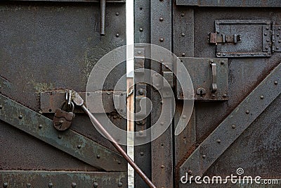 Old metal lock latch and bar Stock Photo
