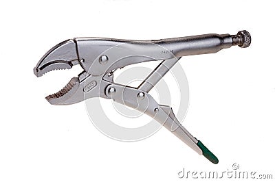 Old metal locking pliers isolated Stock Photo