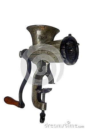 Old metal meat mincer Stock Photo