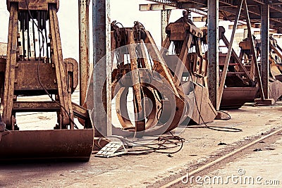 Mechanical crane claw Stock Photo