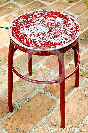 Old metal red chair Stock Photo