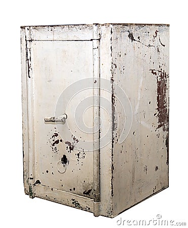 Old metal safe, fireproof document cabinet Stock Photo