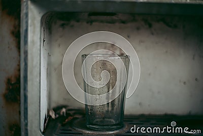 Old metal soviet machine for carbonating water in Pripyat in Chernobyl Stock Photo