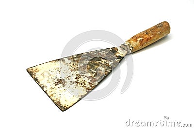 Old metal spatula isolated Stock Photo