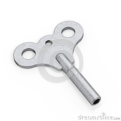 Old Metal Windup Key for Clock and Toys. 3d Rendering Stock Photo