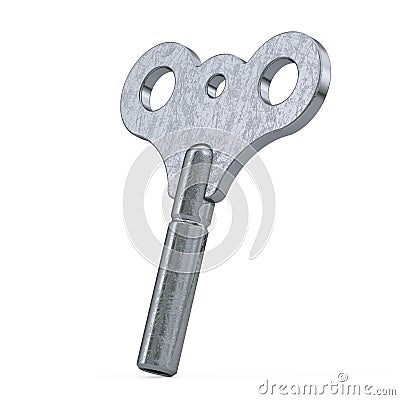 Old Metal Windup Key for Clock and Toys. 3d Rendering Stock Photo