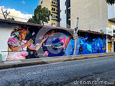 Wall art Street mural Mexico Editorial Stock Photo