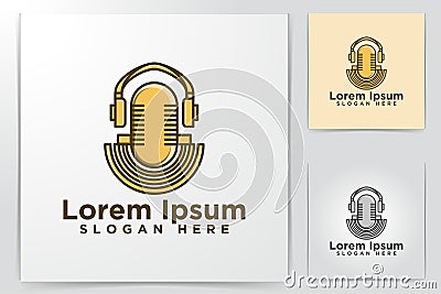 Old Microphone and earphone Logo Designs Vector Illustration Vector Illustration