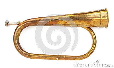 Old military brass trumpet Stock Photo