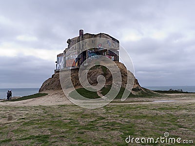 Old military bunker with graffiti Editorial Stock Photo