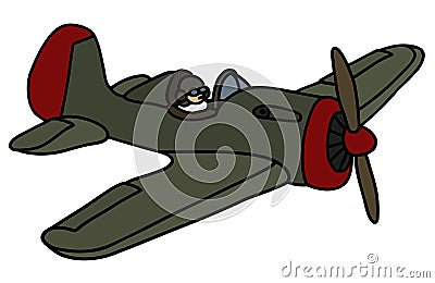 Old military propeller airplane Vector Illustration