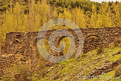 Old mills to process wheat in Spain. Stock Photo