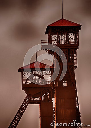 old mine tower Stock Photo